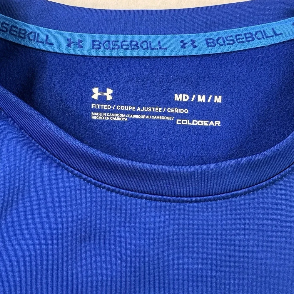 Under Armour Baseball Compression ColdGear Shirt Mens Medium Blue Long Sleeve